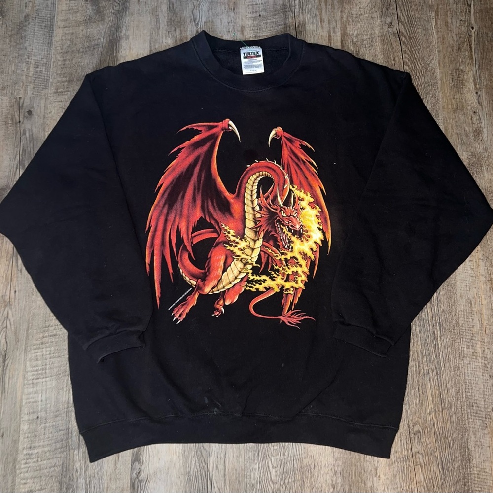 RARE Tultex Crewneck with Dragon Graphic